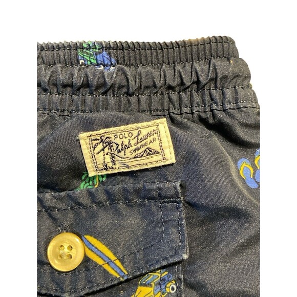 Polo Ralph Lauren‎ Boys Swim Trunks 3T Blue Beach Print Mesh Lined Elastic Waist - Picture 3 of 8